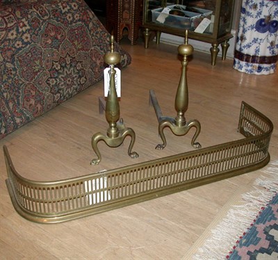 Lot 389 - Pair of Andirons Together with a Fire Grate