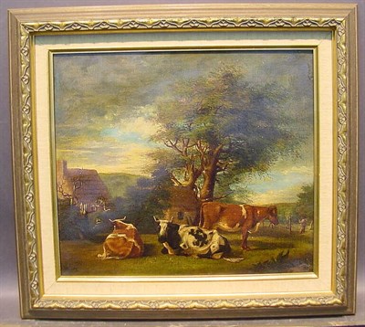 Lot 16 - Continental School 19th Century COWS AT REST...