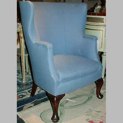 Lot 222 - Two Georgian Style Upholstered Mahogany Wing...