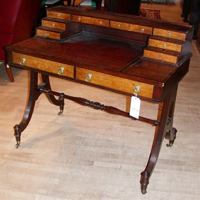 Lot 330 - Regency Style Leather Inset Mahogany and Maple...