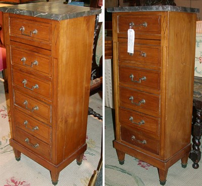 Lot 212 - Pair of Directorie Style Marble Top Fruitwood...
