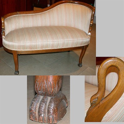 Lot 229 - Pair of Empire Style Upholstered Mahogany Settees