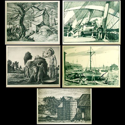 Lot 222 - Gordon Grant SCRAPING AND PAINTING; [FISHERMEN...
