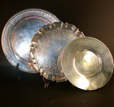 Lot 425 - Group of Three Sterling Silver Trays and...