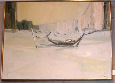 Lot 113 - L. Burley GONDOLAS, VENICE Signed L. Burley...