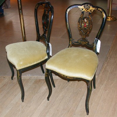 Lot 489 - Pair of Victorian Black Lacquered Gilt...