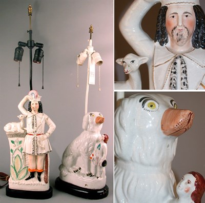 Lot 373 - Two Staffordshire Pottery Figural Lamps