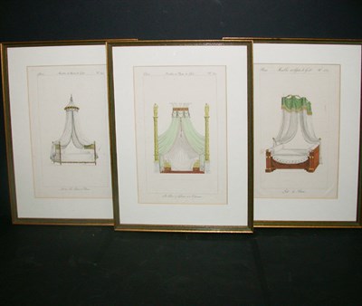 Lot 138 - French School [BED DESIGNS] Three hand-colored...