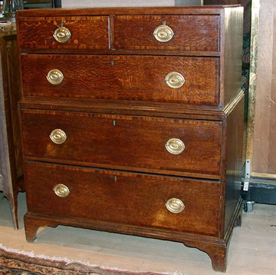 Lot 257 - George III Oak Chest on Chest