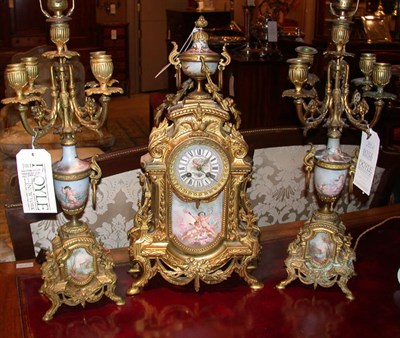 Lot 383 - Sevres Style Gilt-Metal Mounted Porcelain...