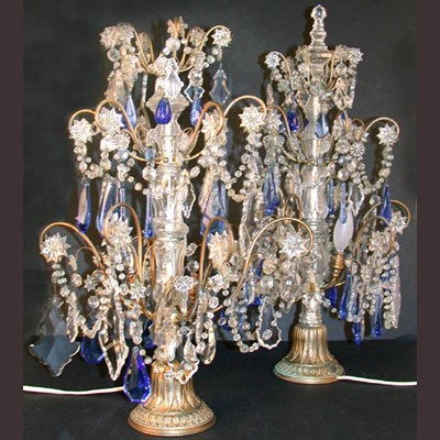 Lot 533 - Pair of Louis XVI Style Colorless, Cobalt...