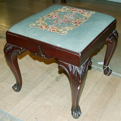 Lot 331 - George II Style Upholstered Mahogany Stool