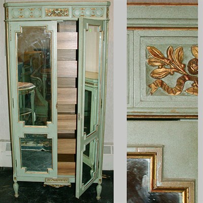Lot 225 - Pair of Louis XVI Style Painted Mirrored Cabinets