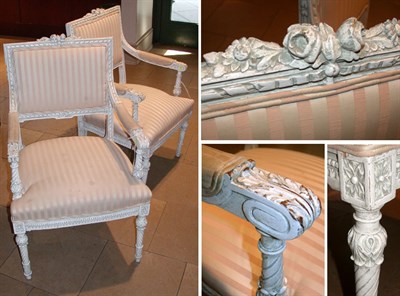 Lot 585 - Pair of Louis XVI Style Painted and...