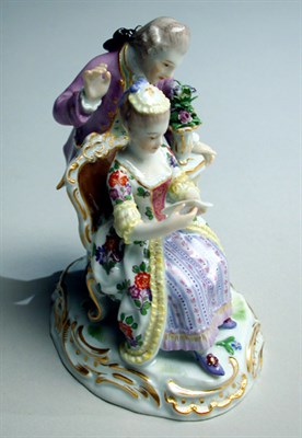 Lot 671 - Meissen Porcelain Figural Group Of a lady...
