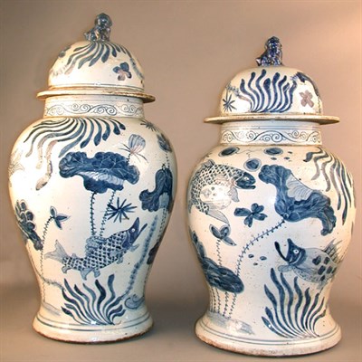 Lot 588 - Pair of Chinese Blue and White Porcelain Vases