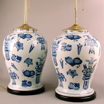 Lot 512 - Pair of Oriental Style Blue and White...