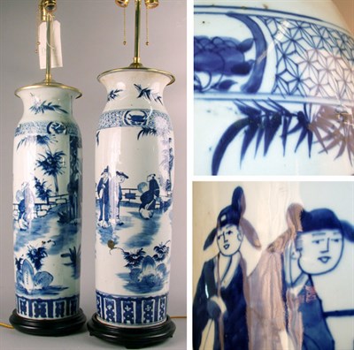 Lot 553 - Pair of Oriental Style Blue and White...