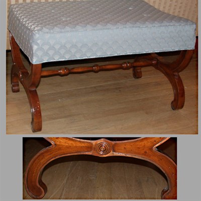 Lot 609 - Rococo Style Upholstered Walnut Bench
