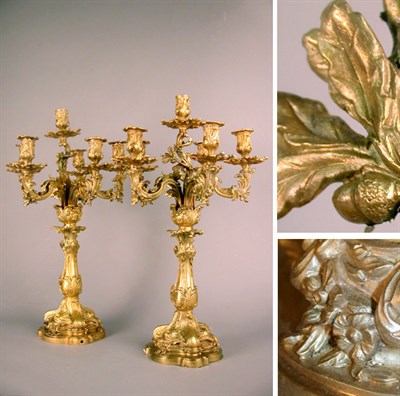 Lot 525 - Pair of Louis XV Style Gilt-Metal Seven-Light...