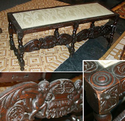 Lot 216 - Baroque Style Carved Walnut Bench