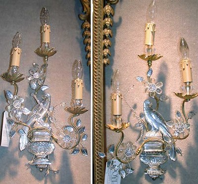 Lot 650 - Pair of Rococo Style Glass Bird-Form...