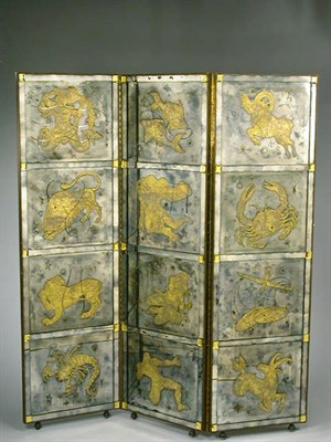 Lot 198 - Art Deco Mirrored Three-Panel Screen With...