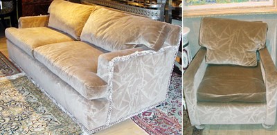 Lot 279 - Pair of Art Deco Style Club Chairs and Sofa...