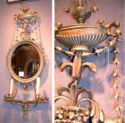 Lot 457 - George III Style Gilt Carved Wood Two-Light...