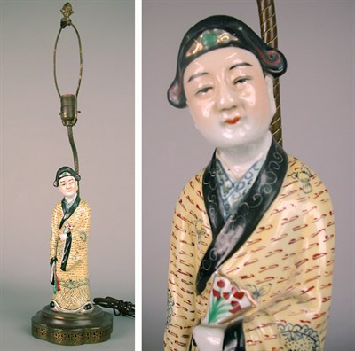 Lot 454 - Polychrome Decorated Porcelain Figure Mounted...