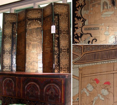 Lot 608 - Black Lacquered Chinoiserie Decorated...