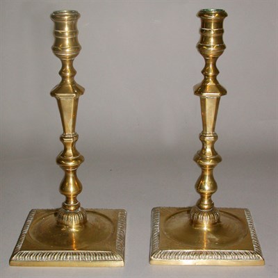 Lot 458 - Pair of Georgian Style Brass Candlesticks