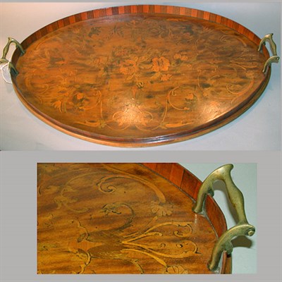 Lot 325 - Victorian Marquetry Inlaid Burl-Wood Tray