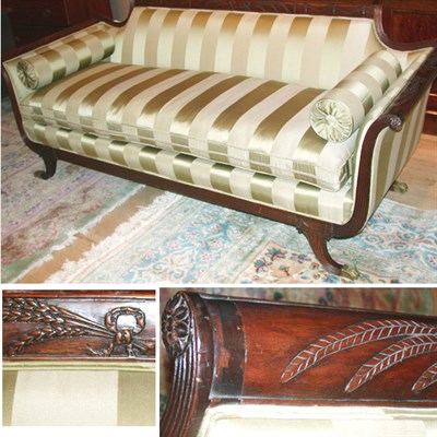 Lot 557 - Federal Style Upholstered Mahogany Sofa