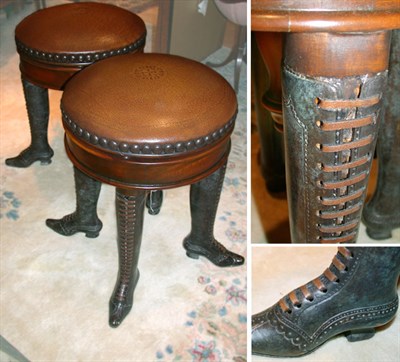 Lot 559 - Pair of Upholstered Mahogany and Painted Metal...