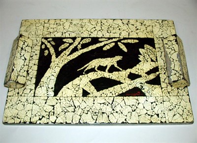 Lot 269 - Art Deco Tray Worked in eggshell and black...