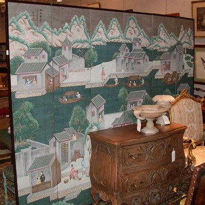 Lot 175 - Chinese Paper Six-Panel Screen with Landscape...
