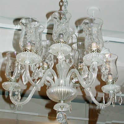 Lot 500A - Venetian Style Cut Glass Ten-Light Chandelier