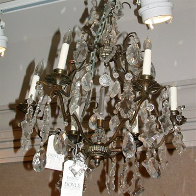 Lot 503 - Louis XV Style Brass and Cut Glass Six-Light...