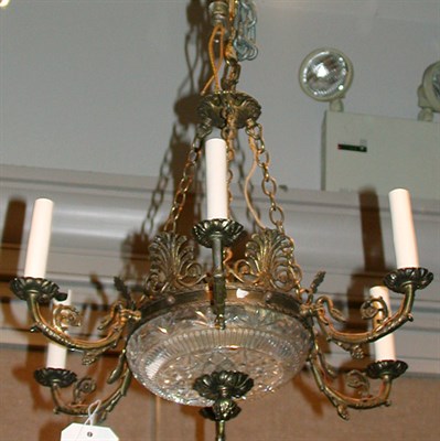 Lot 501 - Empire Style Bronze and Cut Glass Six-Light...