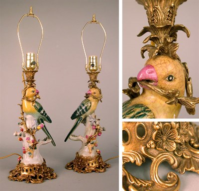 Lot 490 - Pair of Meissen Style Porcelain and Gilt-Metal...