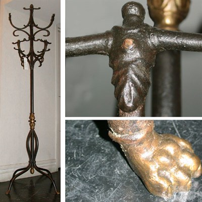 Lot 171 - Regency Style Parcel Gilt Wrought Iron Coat Stand