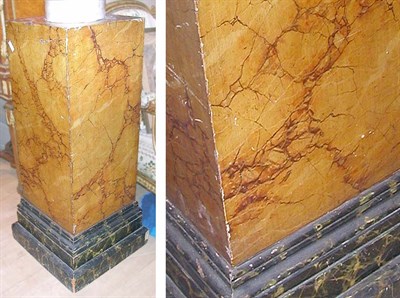 Lot 658 - Painted Pedestal With faux marble finish....