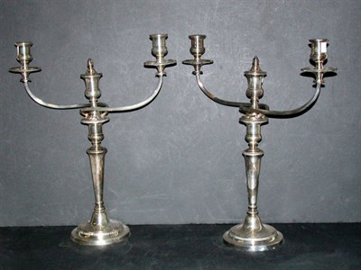 Lot 442 - Pair of George III Silver Plated Three-Light...