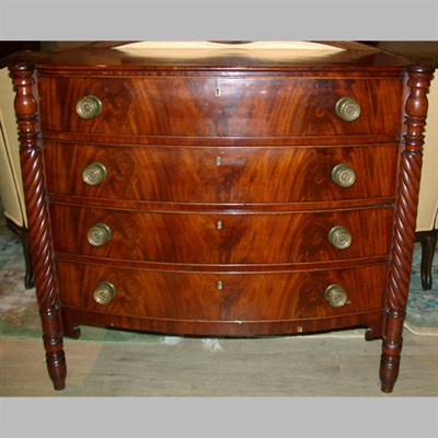 Lot 568 - Federal Mahogany Bow-Front Chest of Drawers