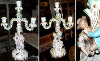 Lot 653 - Pair of Meissen Porcelain Four-Light...