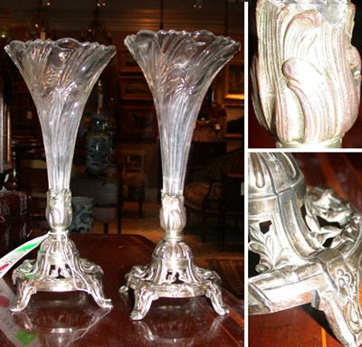 Lot 443 - Pair of Continental Silver Plate and Glass...