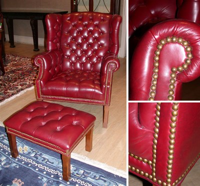 Lot 328 - Georgian Style Leather Upholstered Wing Chair...