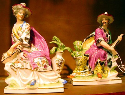 Lot 595 - Pair of Continental Meissen Style Porcelain...