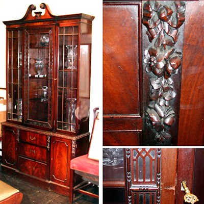 Lot 270 - Georgian Style Mahogany Breakfront Cabinet